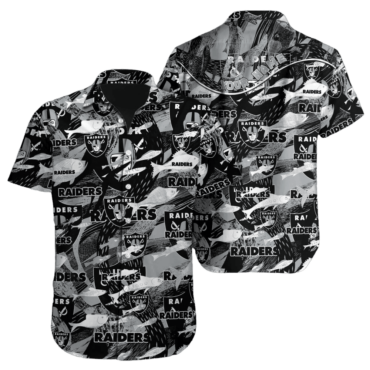 Personalized Las Vegas Raiders Grayscale Chaos Hawaiian Shirt