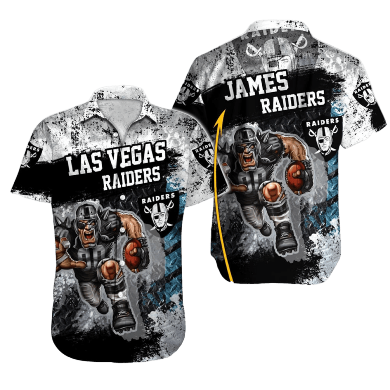 Personalized Las Vegas Raiders Grunge Blitz Hawaiian Shirt