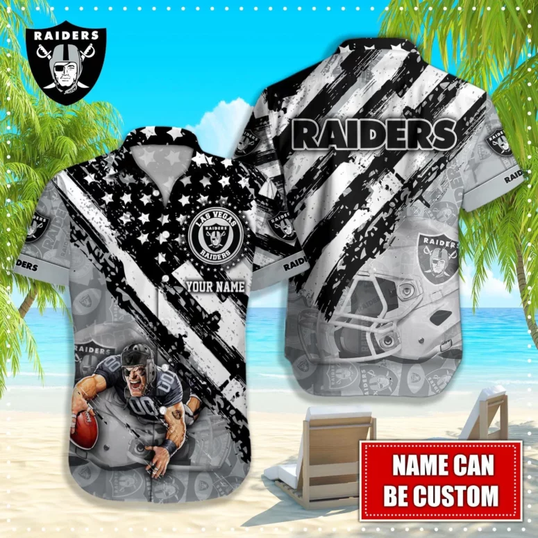 Las Vegas Raiders Tribal Surf Nation Hawaiian Shirt