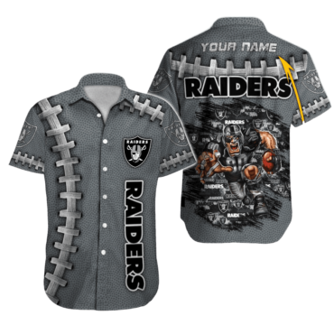 Personalized Las Vegas Raiders Iron Gridiron Hawaiian Shirt