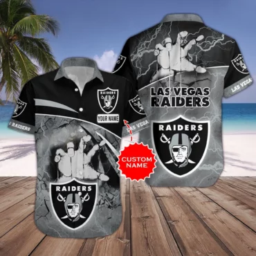 Personalized Las Vegas Raiders Lightning Grip Hawaiian Shirt