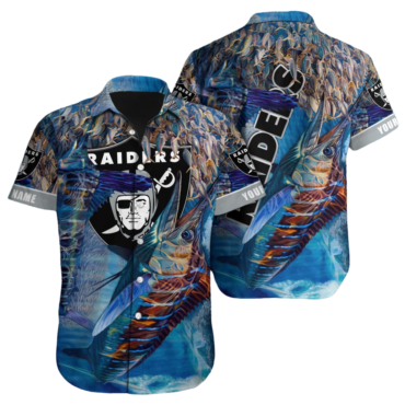 Personalized Las Vegas Raiders Marlin Frenzy Hawaiian Shirt