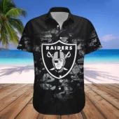 Personalized Las Vegas Raiders Midnight Camo Hawaiian Shirt Front - TeeAloha