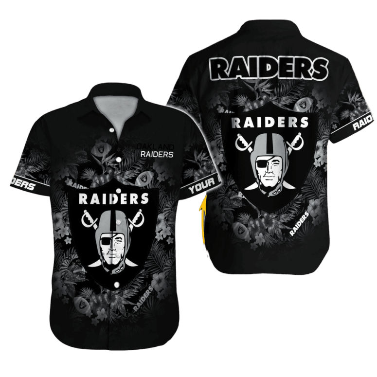 Personalized Las Vegas Raiders Midnight Floral Hawaiian Shirt