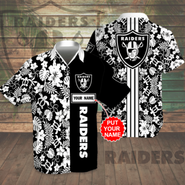 Personalized Las Vegas Raiders Monochrome Bloom Hawaiian Shirt