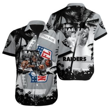 Personalized Las Vegas Raiders Palm Blitz Hawaiian Shirt