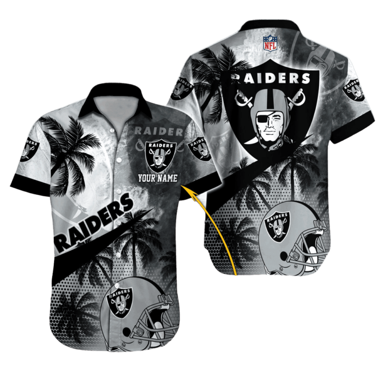 Personalized Las Vegas Raiders Palms & Helmets Hawaiian Shirt