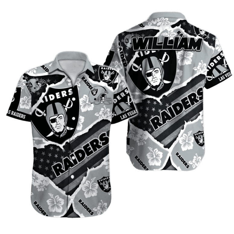 Personalized Las Vegas Raiders Patriotic Tropic Hawaiian Shirt