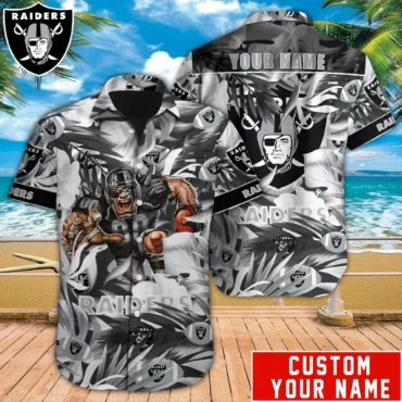 Personalized Las Vegas Raiders Savage Leaf Storm Hawaiian Shirt