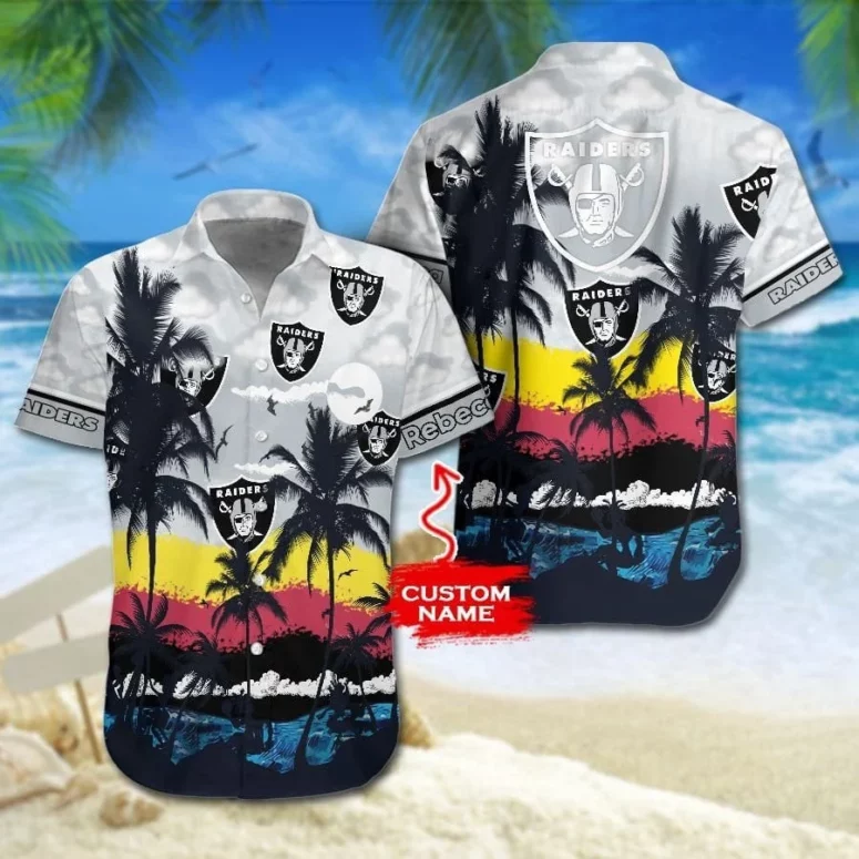 Personalized Las Vegas Raiders Sunset Tropics Hawaiian Shirt