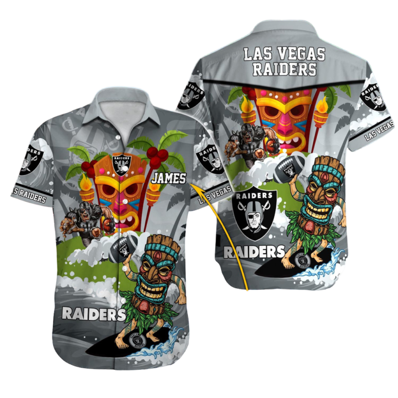 Personalized Las Vegas Raiders Tiki Adventure Hawaiian Shirt