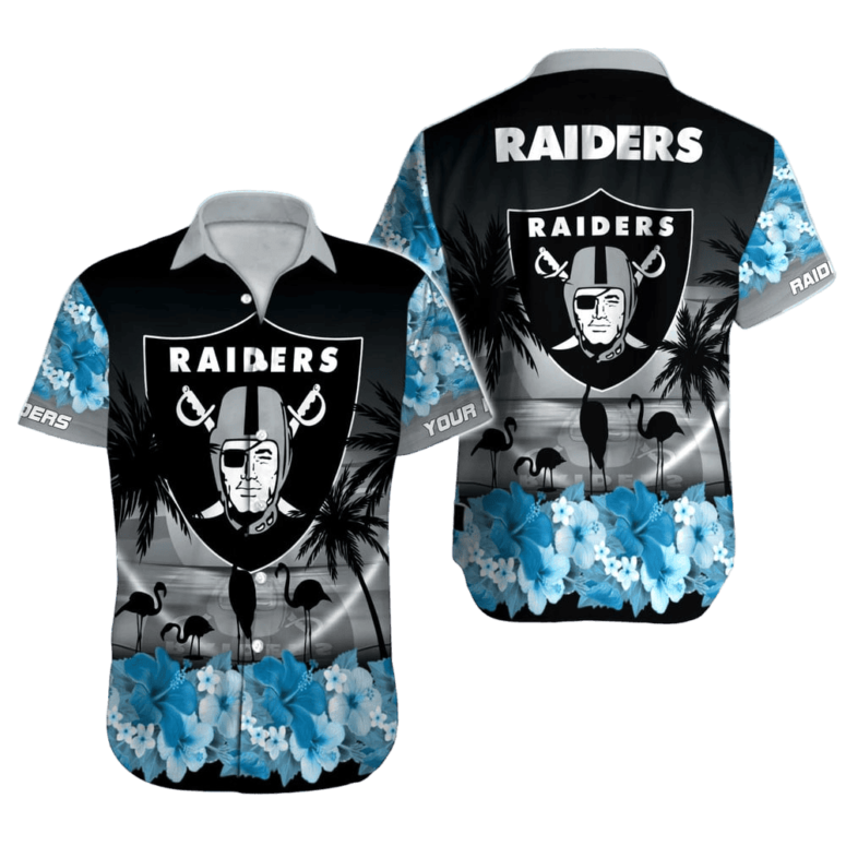 Personalized Las Vegas Raiders Tropical Glow Hawaiian Shirt