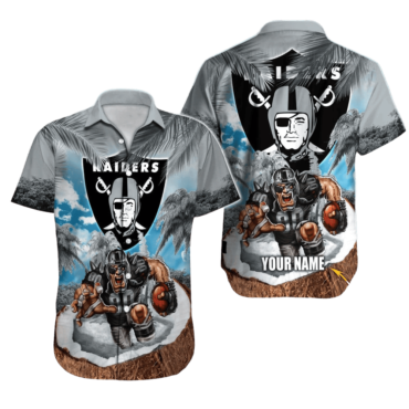 Personalized Las Vegas Raiders Tropical Island Blitz Hawaiian Shirt