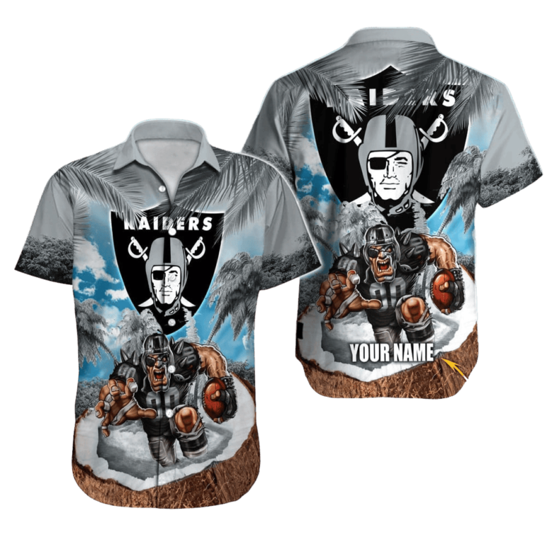 Personalized Las Vegas Raiders Tropical Island Blitz Hawaiian Shirt