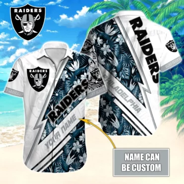 Personalized Las Vegas Raiders Tropical Lightning Hawaiian Shirt