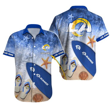 Personalized Los Angeles Rams Ocean Wave Hawaiian Shirt