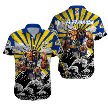 Personalized Los Angeles Rams Rising Sun Hawaiian Shirt