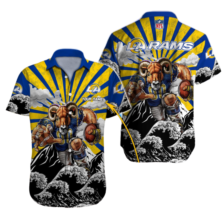 Personalized Los Angeles Rams Rising Sun Hawaiian Shirt