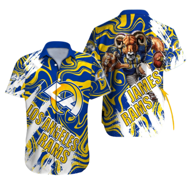 Personalized Los Angeles Rams Swirl Blitz Hawaiian Shirt