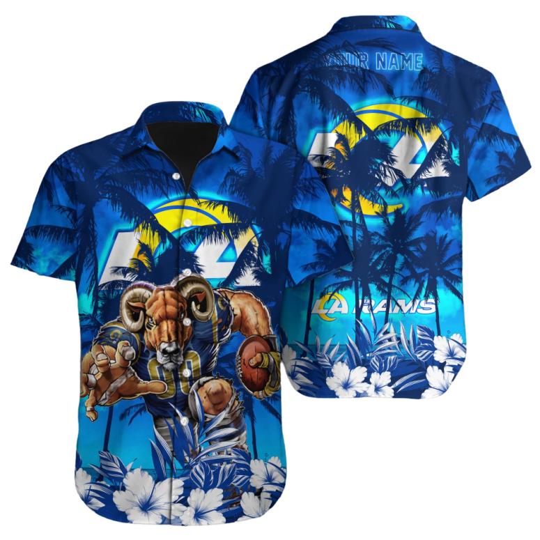 Personalized Los Angeles Rams Tropical Night Hawaiian Shirt