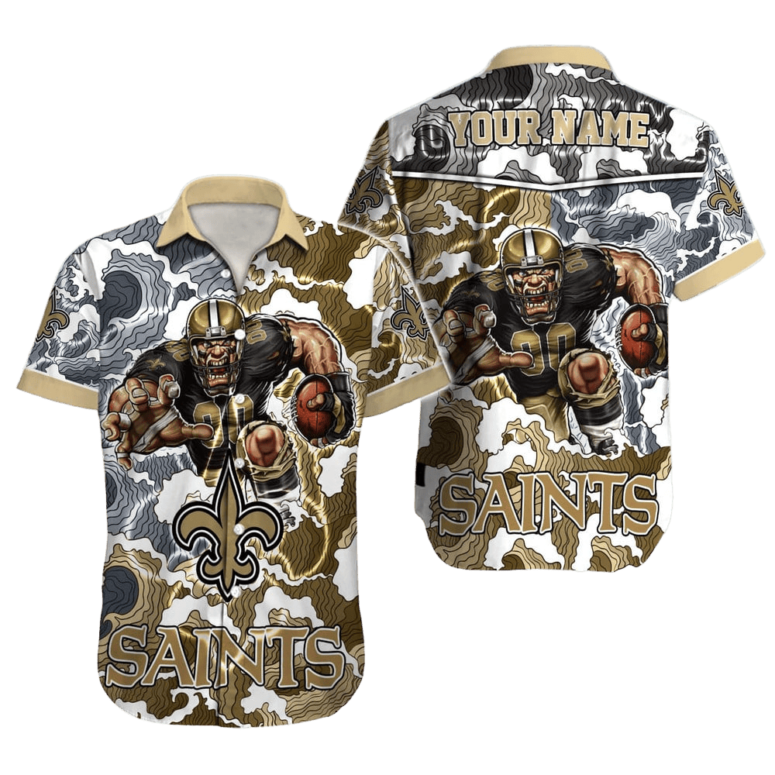 Personalized New Orleans Saints Camo Warrior Hawaiian Shirt