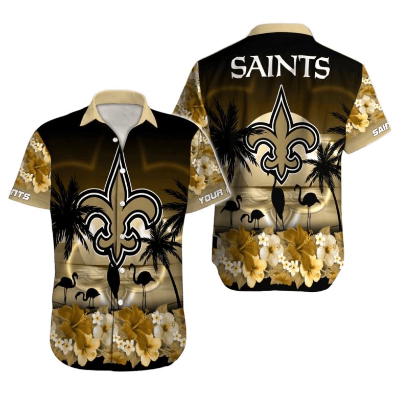 Personalized New Orleans Saints Flamingo Paradise Hawaiian Shirt