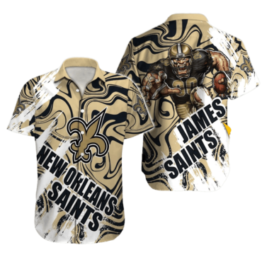 Personalized New Orleans Saints Golden Swirl Hawaiian Shirt