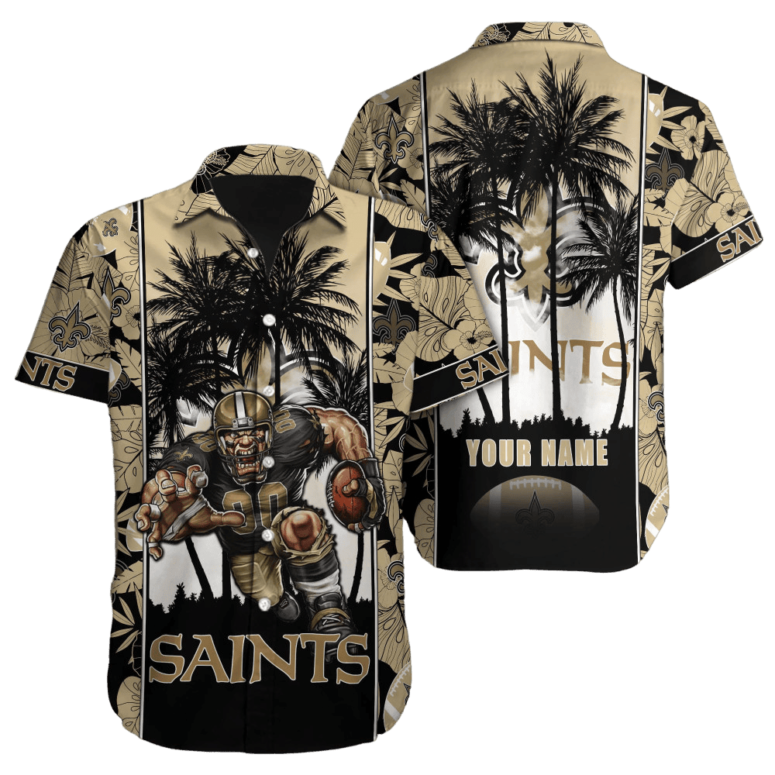 Personalized New Orleans Saints Golden Tropic Bloom Hawaiian Shirt