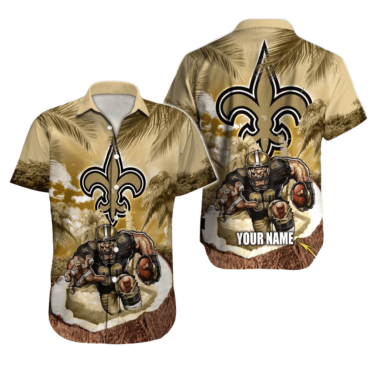 Personalized New Orleans Saints Gridiron Tropic Hawaiian Shirt