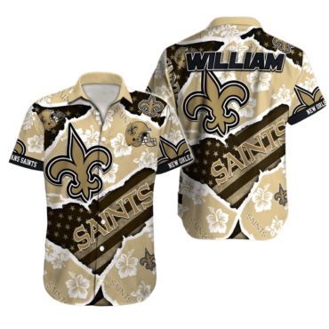 Personalized New Orleans Saints Hibiscus Pride Hawaiian Shirt