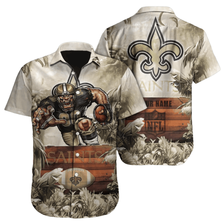 Personalized New Orleans Saints Rustic Field Hawaiian Shirt