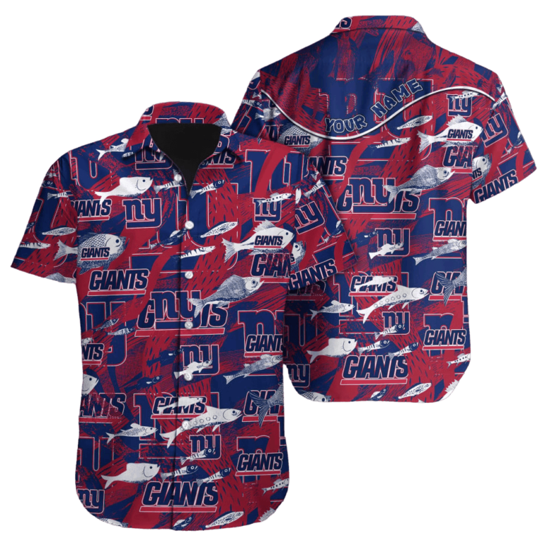 Personalized New York Giants Fish Frenzy Hawaiian Shirt