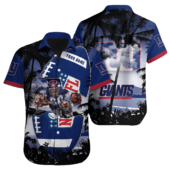 Personalized New York Giants Gridiron Palm Hawaiian Shirt