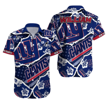 Personalized New York Giants Retro Floral Hawaiian Shirt