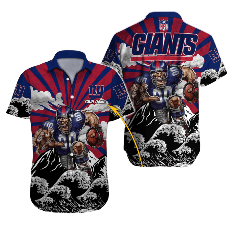 Personalized New York Giants Rising Waves Hawaiian Shirt