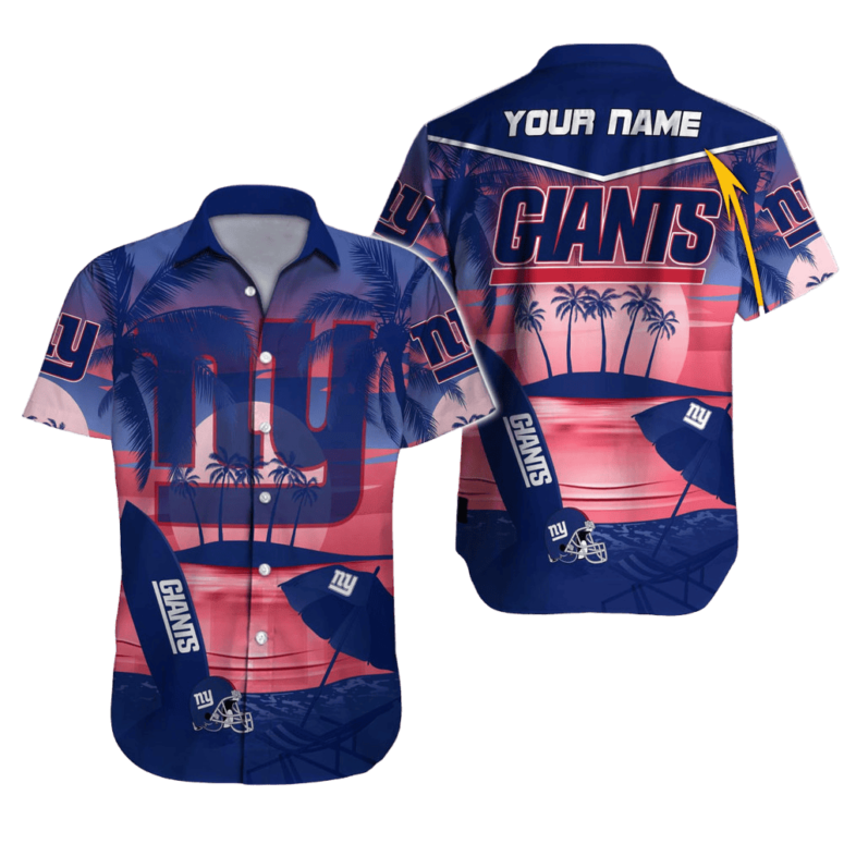 Personalized New York Giants Sunset Paradise Hawaiian Shirt