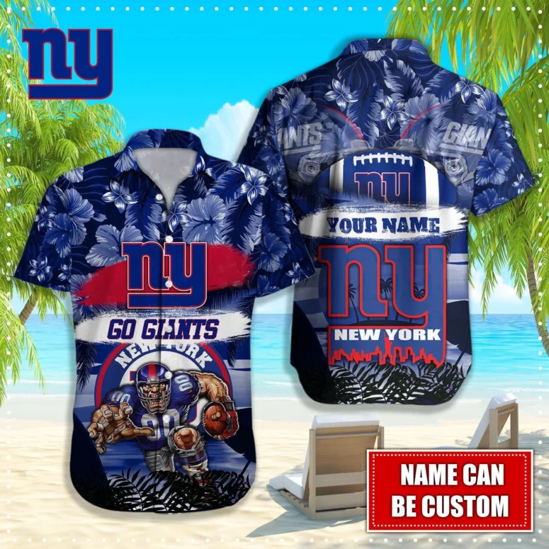 Personalized New York Giants Victory Blooms Hawaiian Shirt