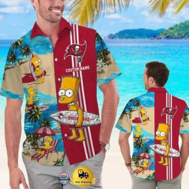 Personalized Tampa Bay Buccaneers Bart Simpson Tropical Hawaiian Shirt