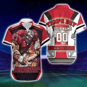 Personalized Tampa Bay Buccaneers Gridiron Rush Hawaiian Shirt