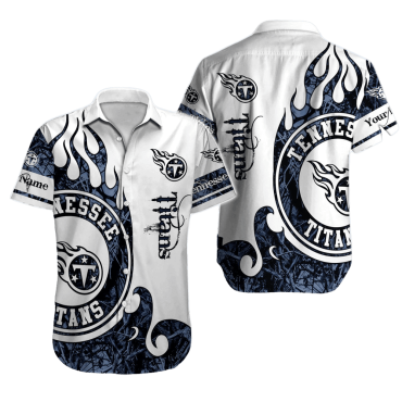 Personalized Tennessee Titans Flame Crest Hawaiian Shirt