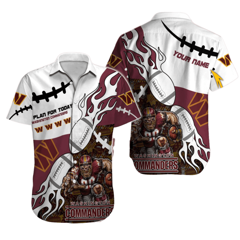 Personalized Washington Commanders Fire Play Hawaiian Shirt