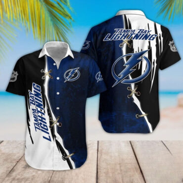 Tampa Bay Lightning Dark Blue And Black Hawaiian Shirt