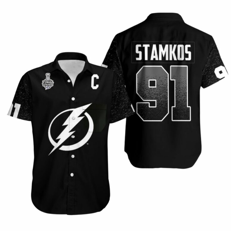 Tampa Bay Lightning Steven Stamkos 91 Black Hawaiian Shirt