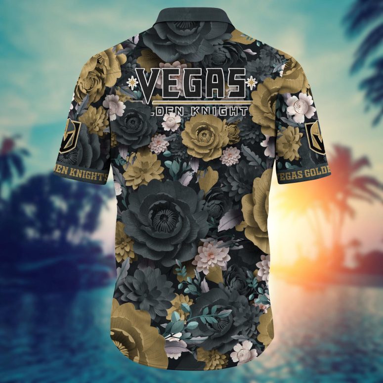 Vegas Golden Knights Bold Blossom Hawaiian Shirt