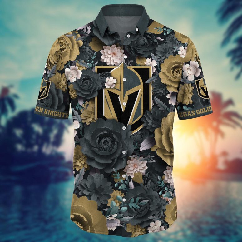 Vegas Golden Knights Bold Blossom Hawaiian Shirt