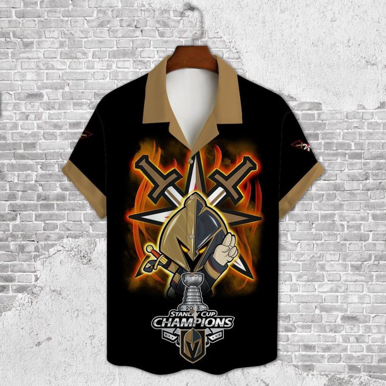 Vegas Golden Knights Fiery Victory Hawaiian Shirt