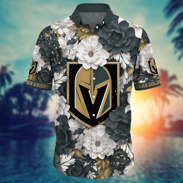Vegas Golden Knights Floral Prestige Hawaiian Shirt