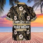 Vegas Golden Knights Hibiscus Glory Hawaiian Shirt Back - TeeAloha