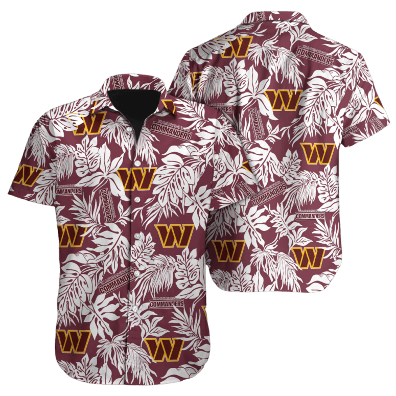 Washington Commanders Tropical Leaves Hawaiian Shirt