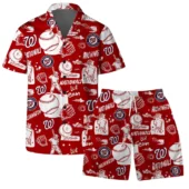 Washington Nationals Coastal Escape Hawaiian Shirt Front With Short - TeeAloha